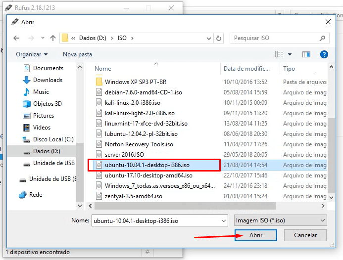 ubuntu Pen drive Bootavel com Rufus
