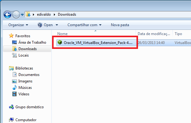 Pacote de Extensões no VirtualBox