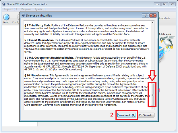 Pacote de Extensões no VirtualBox